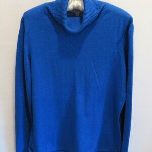 jcp blue cotton cashmere blend long sleeve turtleneck sweater *Sz L*